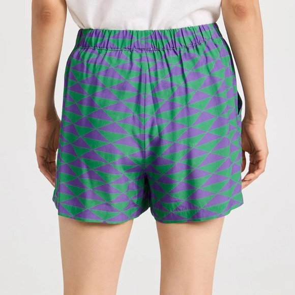 KULE Small The Reine Shorts Green Purple Grape Geometric Triangle Print Casual - Picture 2 of 9